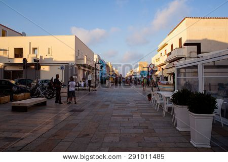 Lampedusa, Italy - July, 31: View Of Lampedusa Street, Sicilian Island In The Middle Of The Mediterr