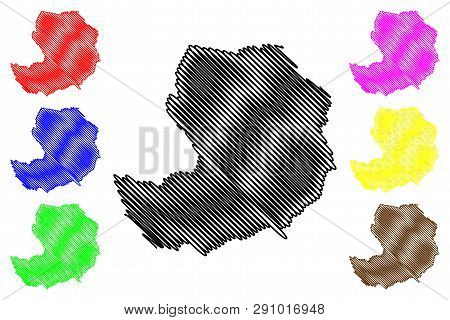 Bridgend (united Kingdom, Wales, Cymru, Principal Areas Of Wales) Map Vector Illustration, Scribble 