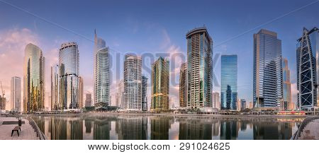 Jumeirah Lakes Towers In Dubai During Sunny Morning