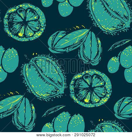 Fresh Frouit Tropical Vector Seamless Pattern Illustration