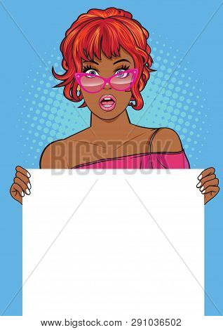 Black Woman Showing Okay Gesture Action With Background Pop Art Comics Style.