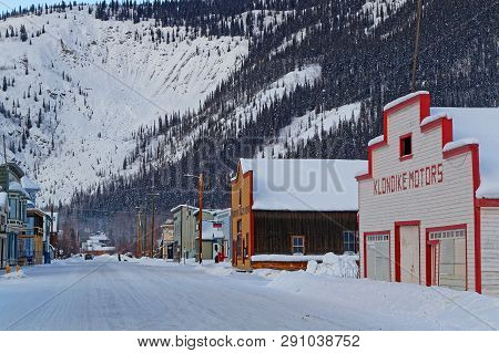 Dawson City, Yukon, Canada, March 10, 2019 : A Street Of The City, Linked To The Klondike Gold Rush 
