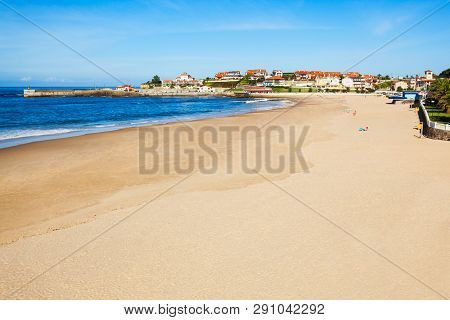 Comillas City Beach Aerial Panoramic View, Cantabria Region Of Spain