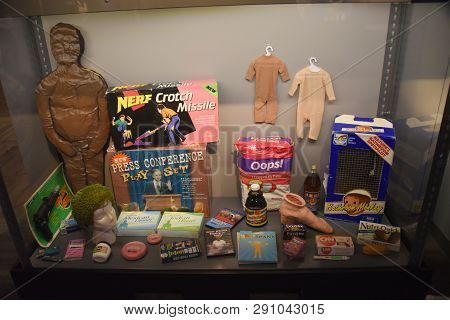 Chicago, Il January 26, 2019, Snl Saturday Night Live Commercial Product Spoofs On Display At Exhibi