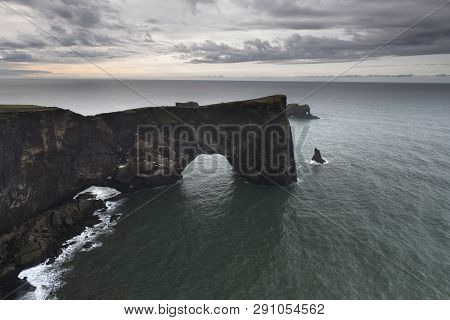 Dyrholaey Promontory A Popular Tourist Spot On The South Coast Of Iceland