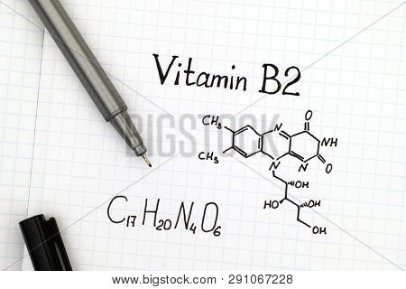 Chemical Formula Of Vitamin B2 With Black Pen.