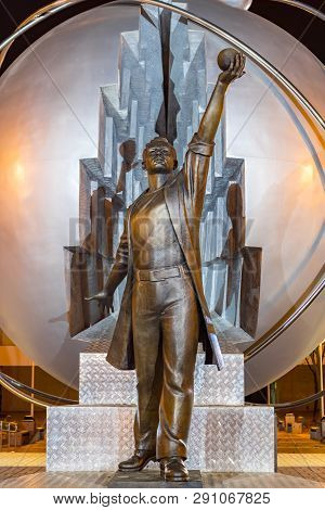 Obninsk, Russia - October 2016: Monument To The Pioneers Of Nuclear Energy