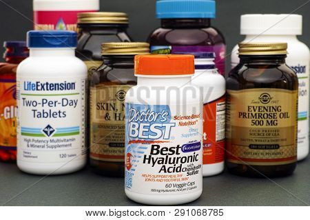 Tambov, Russian Federation - August 22, 2017 Bottle With Best Hyaluronic Acid By Doctors Best. Some 