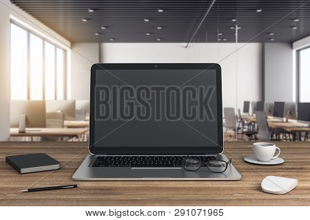 Wooden Desktop With Laptop