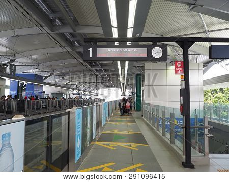 Jakarta, Indonesia - March 23, 2019: Platform Hallway Of Lebak Bulus Mrt Station.