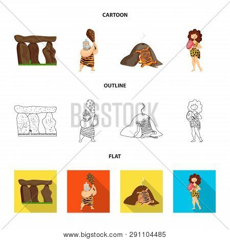 Vector Illustration Of Evolution  And Prehistory Symbol. Set Of Evolution  And Development  Vector I