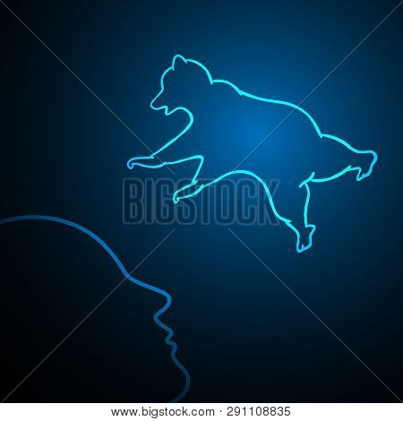 Bear Financial Business Stock Market Human Head Vector Illustration