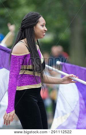 Washington, D.c., Usa - May 28, 2018: The National Memorial Day Parade, Members Of The Musketeer Mar