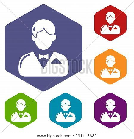 Croupier Icons Vector Colorful Hexahedron Set Collection Isolated On White