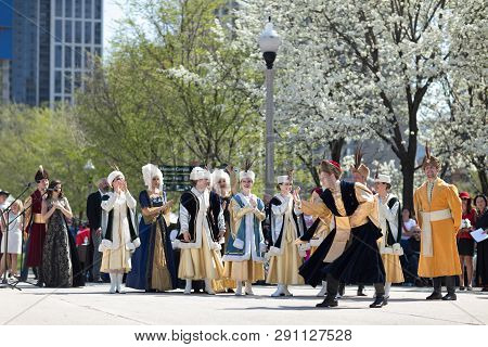 Chicago, Illinois, Usa - May 05, 2018 Members Of Polonia, Polish Folk Song And Dance Ensemble, Weari