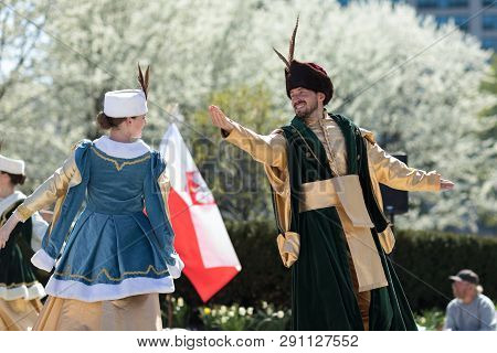 Chicago, Illinois, Usa - May 05, 2018 Members Of Polonia, Polish Folk Song And Dance Ensemble, Weari