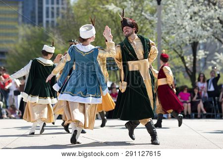 Chicago, Illinois, Usa - May 05, 2018 Members Of Polonia, Polish Folk Song And Dance Ensemble, Weari