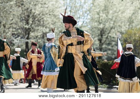 Chicago, Illinois, Usa - May 05, 2018 Members Of Polonia, Polish Folk Song And Dance Ensemble, Weari