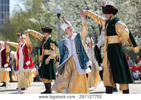 Chicago, Illinois, Usa - May 05, 2018 Members Of Polonia, Polish Folk Song And Dance Ensemble, Weari