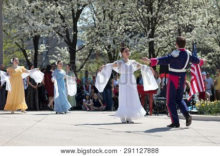 Chicago, Illinois, Usa - May 05, 2018 Members Of Polonia, Polish Folk Song And Dance Ensemble, Weari