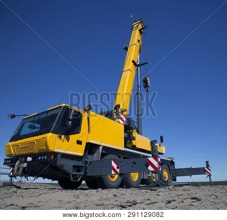 Nadym, Russia - April 27, 2018: Construction Site, Model Of The Grove Crane.