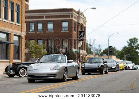 Auburn, Indiana, Usa - September 9, 2018 The Auburn Cord Duesenberg Festival, Porsche On The Streets