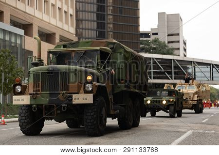 Houston, Texas, Usa - November 11, 2018: The American Heroes Parade, A M35 Military Transport Truck,