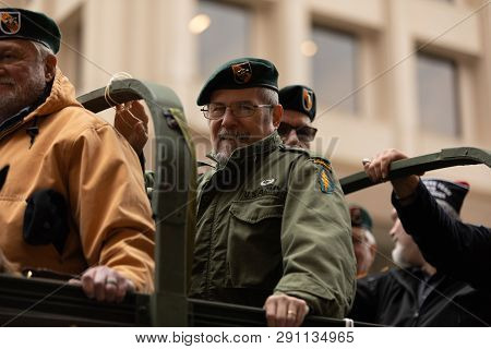 Houston, Texas, Usa - November 11, 2018: The American Heroes Parade, A M939 Series 5-ton 6x6 Truck, 