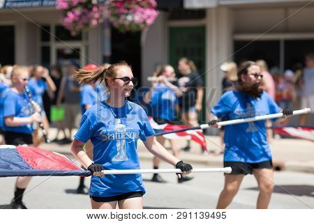 Kokomo, Indiana, Usa - June 30, 2018: Haynes Apperson Parade, The Kokomo High School Marching Wildka