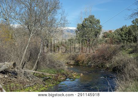 Views Of The Fuentiduena Stream On Its Way Through The City Of Cerceda, In The Province Of Madrid, S