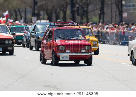 Chicago, Illinois, Usa - May 5, 2018: The Polish Constitution Day Parade, Polish Classic Fiat 126 Co