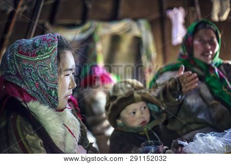 Nadym, Russia - August 27, 2018:tundra, The Extreme North, Yamal, The Pasture Of Nenets People, The