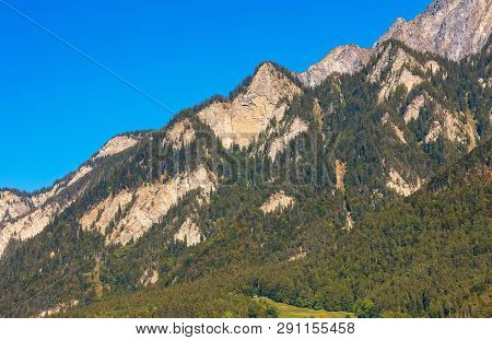 Summits Of The Alps As Seen From The Town Of Chur In Switzerland At The End Of September. The Town O