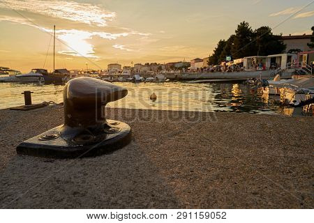 Porec, Croatia - July 17, 2018: Detail In The Port Of Porec On The Coast Of The Adriatic In Croatia.