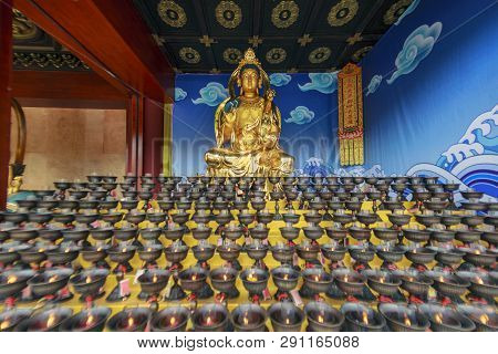 China, Hainan Island, Sanya, - December 1, 2018: Nanshan Buddhist Cultural Park, Editorial.