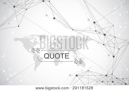 Geometric Abstract Background With Connected Lines And Dots. Wave Flow. Molecule And Communication B