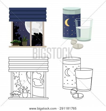 Vector Illustration Of Dreams And Night Icon. Set Of Dreams And Bedroom Vector Icon For Stock.