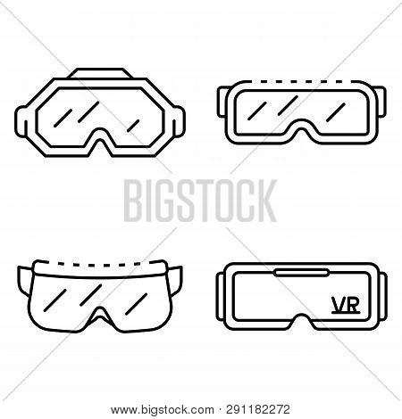 Goggles Icon Set. Outline Set Of Goggles Icons For Web Design Isolated On White Background