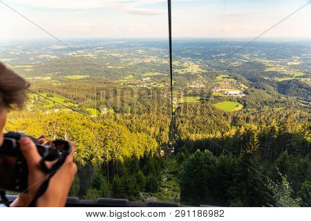 View From Gondola Lift In Schockl Graz, Austria On The Way Up