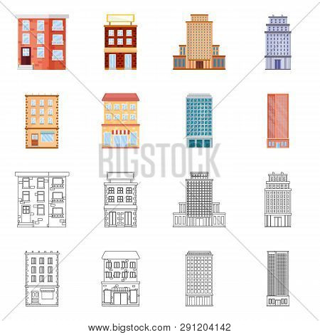 Vector Design Of Municipal And Center Symbol. Set Of Municipal And Estate   Stock Vector Illustratio