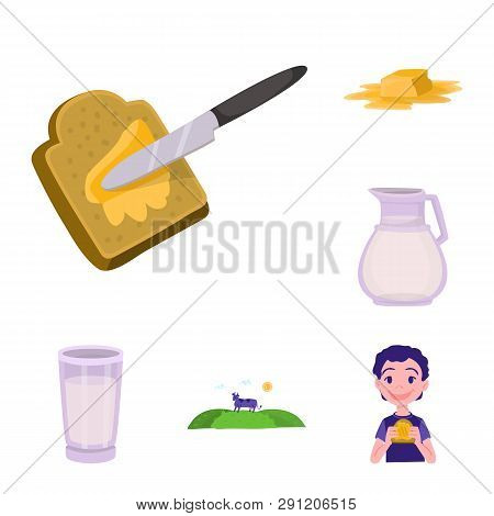 Isolated Object Of Food And Dairy Symbol. Set Of Food And Cholesterol Stock Vector Illustration.