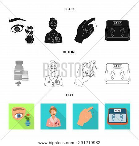Vector Design Of Diet And Treatment  Sign. Set Of Diet And Medicine Stock Vector Illustration.