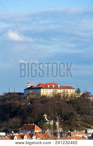 Beautiful Spilberk Castle With Saint Wenceslas Orthodox Cathedral In Foreground, Brno, Moravia, Czec