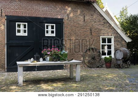 Decorations In Front Of A Barn In The Dutch Hamlet Den Haller Near Diepenheim