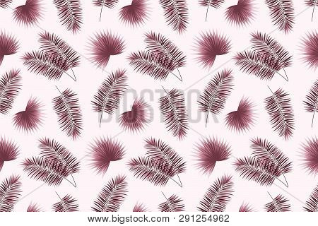 Tropical Seamless Pattern. Palms Branches Repeated Texture. Vector Illustration. . Beautiful Tropic 