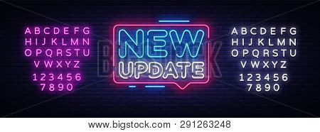 New Update Neon Text Vector. New Update Neon Sign, Design Template, Modern Trend Design, Night Neon 