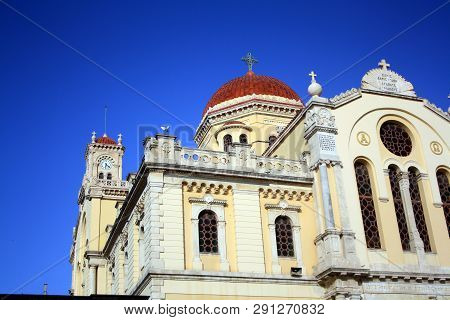 Heraklion, Greece, 22.05.2013. St. Mina Cathedral Is One Of The Main Cathedrals Of The City Of Herak
