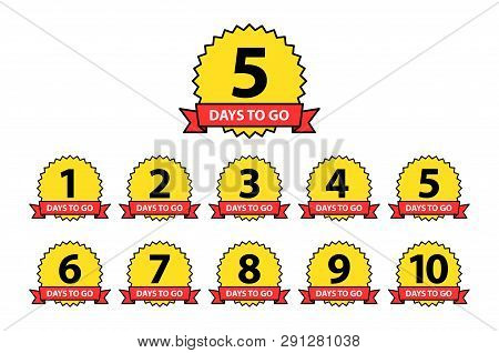 Number 1, 2, 3, 4, 5, 6, 7, 8, 9, 10, Of Days Left To Go. Collection Badges Sale, Landing Page, Bann