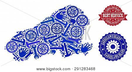 Best Service Composition Of Blue Mosaic Map Of Kahoolawe Island And Rubber Seals. Mosaic Map Of Kaho