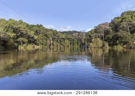 Small Lake In A Sunny Day In Terrassa, Barcelona, Spain